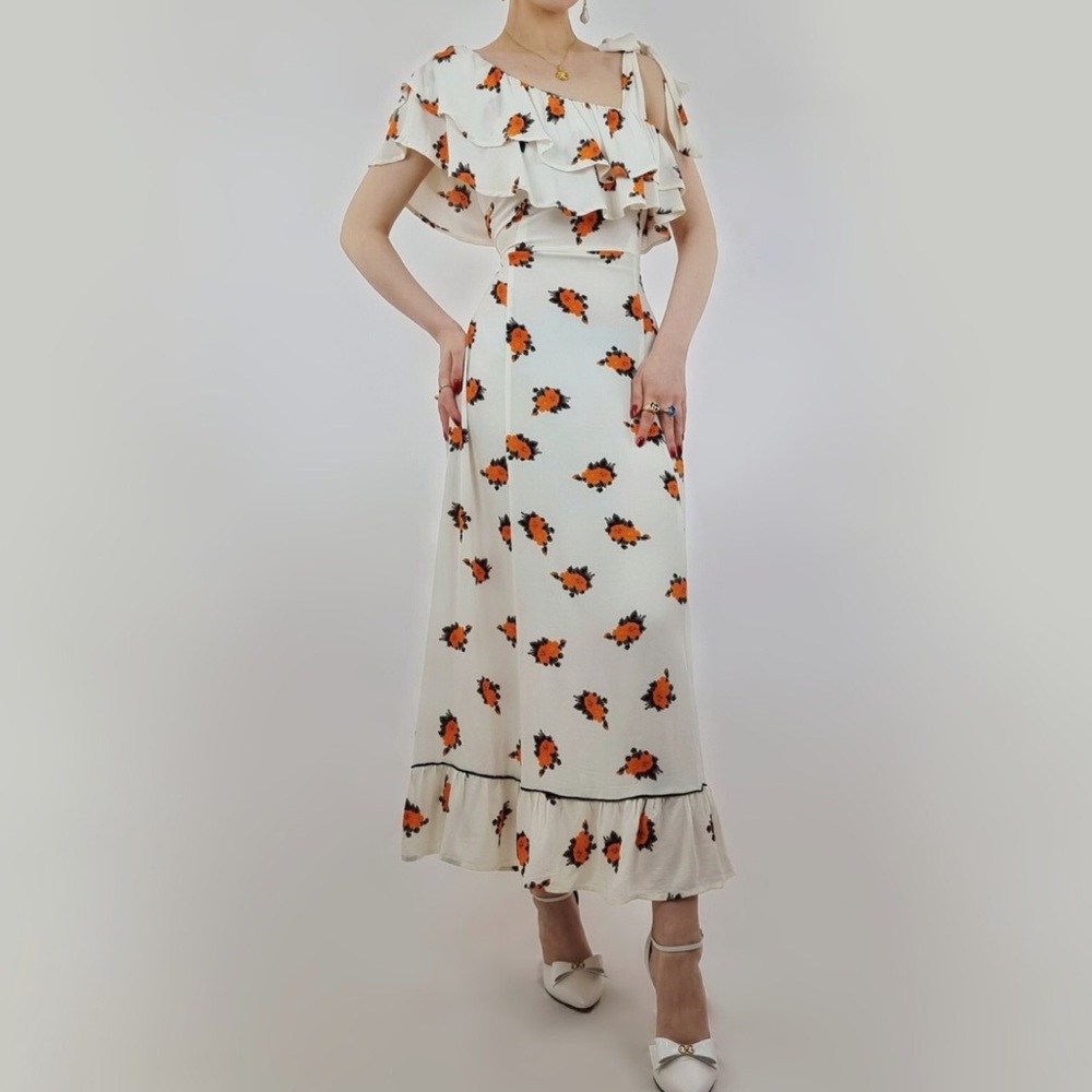 GANNI Dress - Roseburg Crepe Dress With Ruffles